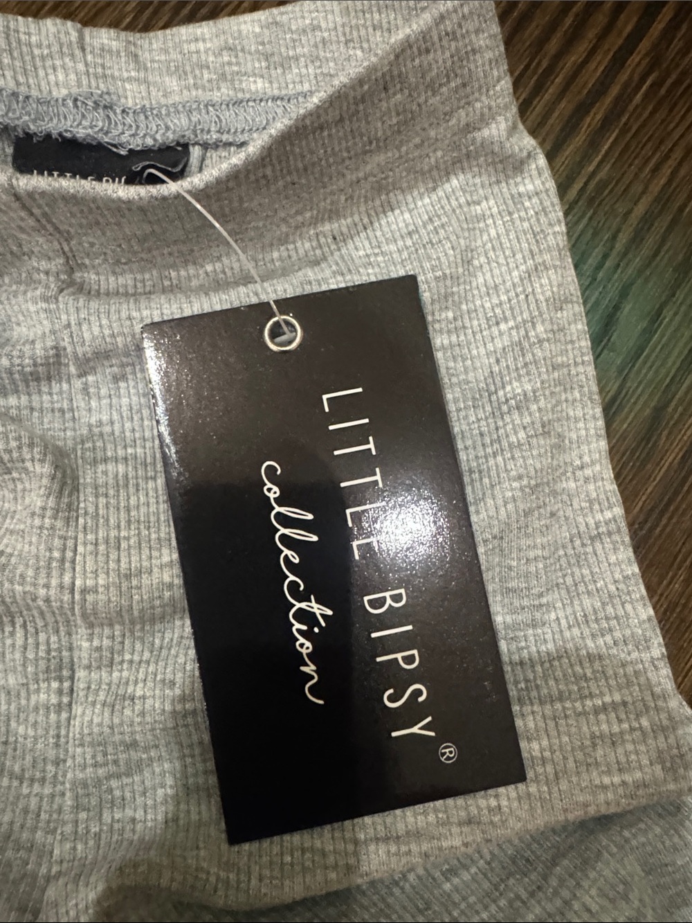 Little bipsy Kids' Heather Gray Ribbed Leggings - Picture 3 of 3